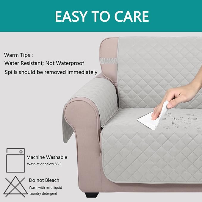 U-NICE HOME Reversible Oversized Chair Covers Quilted Water Repellent Pet - Image 4