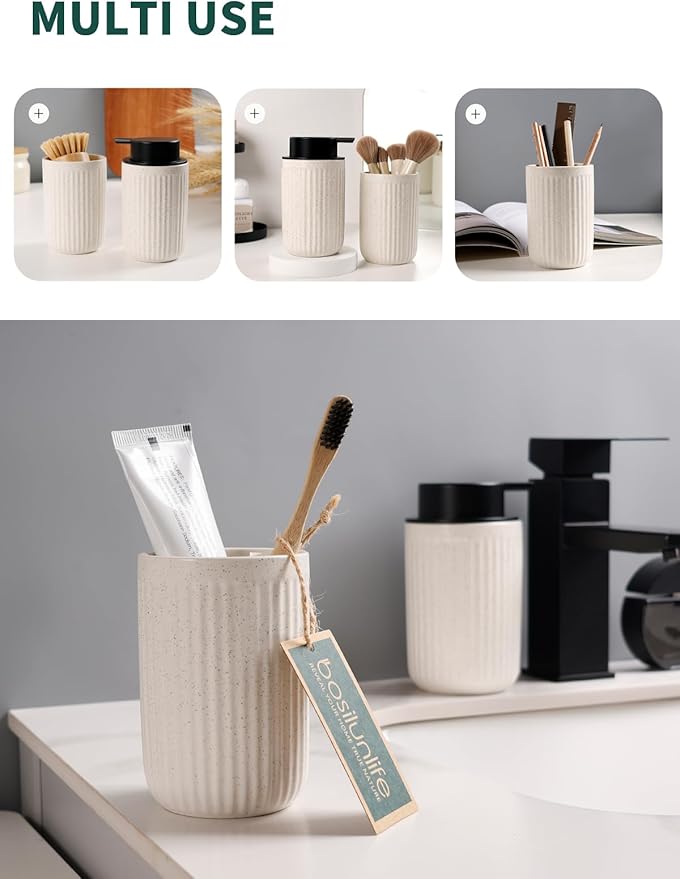 Bosilunlife Soap Dispenser and Toothbrush Holder Set - Image 4