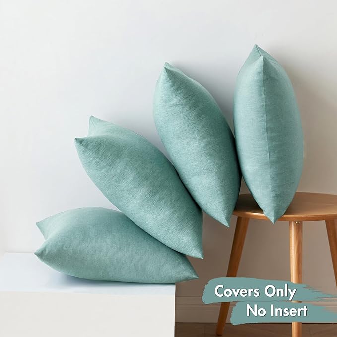 MIULEE Pack of 4 Decorative Outdoor Throw Pillow Covers Linen Waterproof Pillow - Image 6