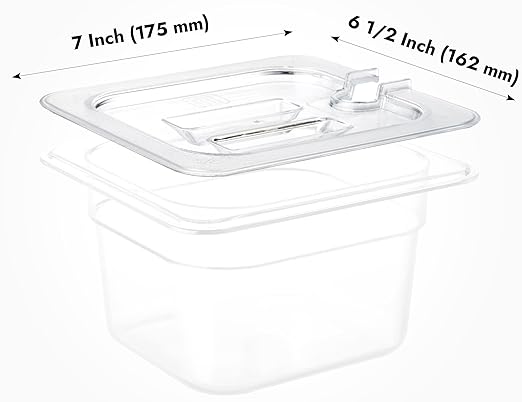 CURTA 6 Pack NSF Notched Food Pan Cover, 1/6 Size Clear Polycarbonate Lid - Image 2