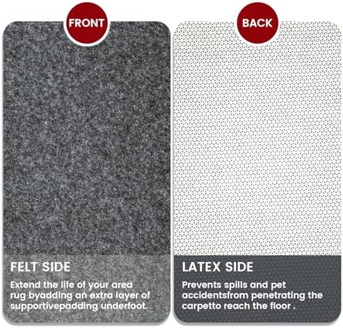 Waterproof Rug Pad, 5x8 ft Area Rug Non-Slip Carpet Pad, 1/4" Thick Non-...