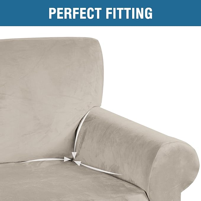 H.VERSAILTEX Stretch Velvet Loveseat Covers - Image 4