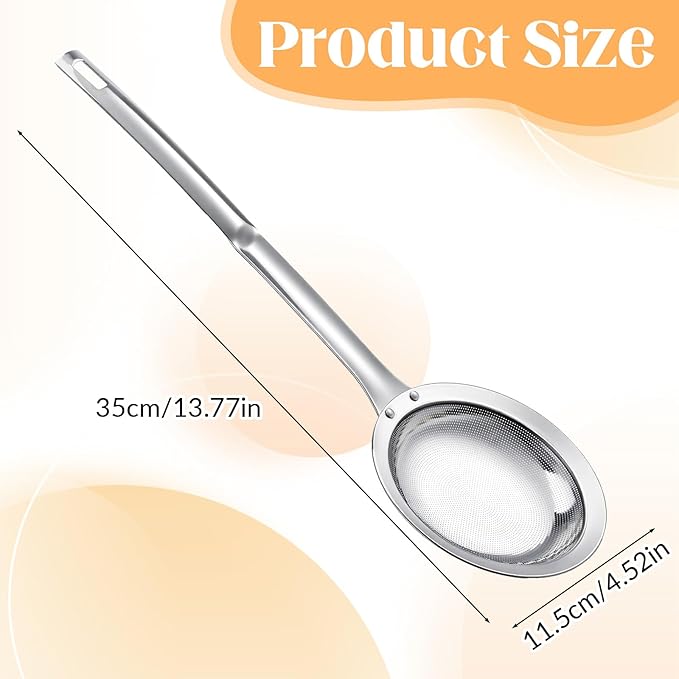 Skimmer Spoon Filter Grease Foam Fine Mesh Stainless Steel Sieve Colander - Image 2