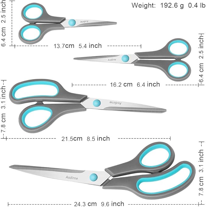 Asdirne Scissors Set of 4, Premium Stainless Steel Razor Blades, Ergonomic - Image 3