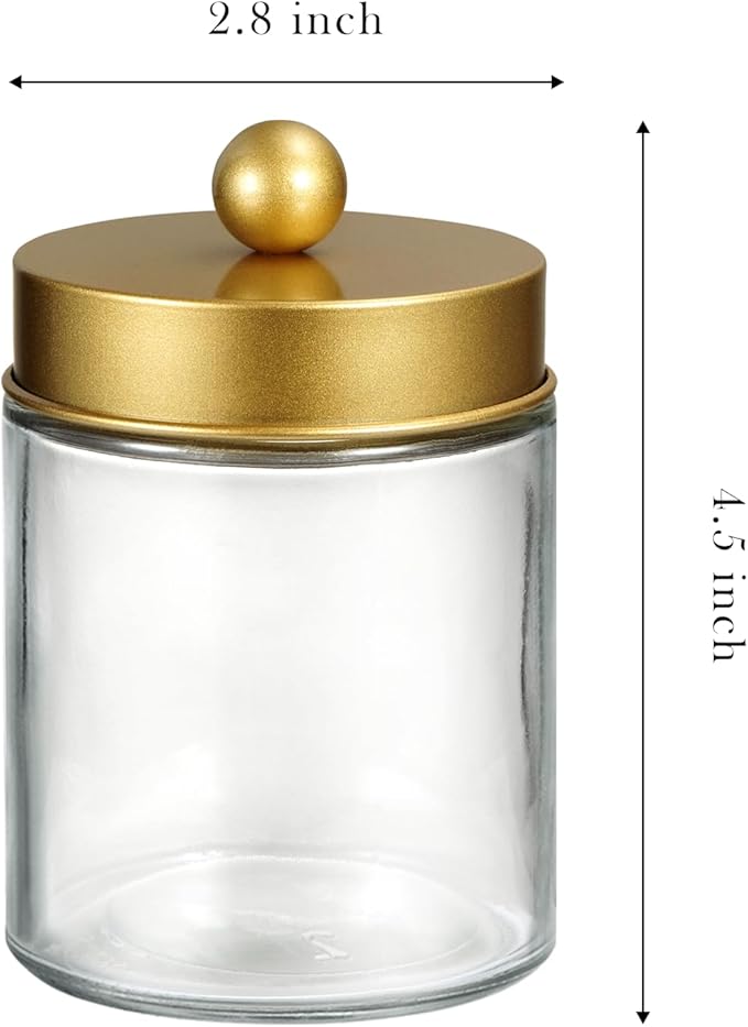SheeChung Qtip Dispenser Holder 4pcs, Glass Apothecary Jars - Image 6