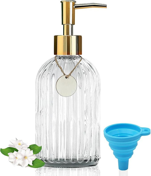 14Oz Gold Pump Glass Soap Dispenser, by Guokanfly