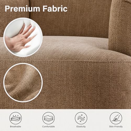Modern Wingback Accent Chair, Upholstered Fabric Living Room Armchair with Wo...