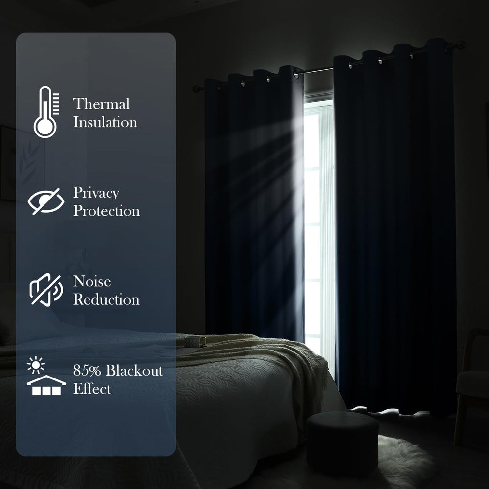 HOMEIDEAS Navy Blue Ombre Blackout Curtains 52W x 84L 2 Panels