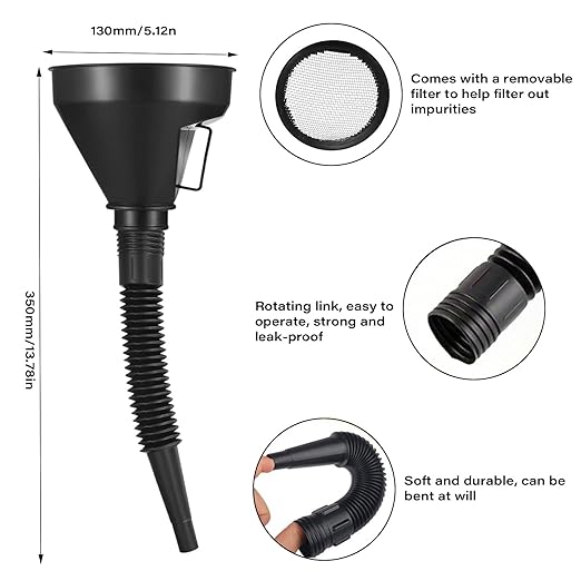 Oil Funnel for Automotive Use, Plastic Oil Change Funnels Set Large Flexible - Image 3