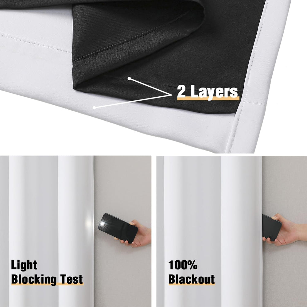 ChrisDowa White 100% Blackout Curtains for Bedroom 84 Inches Long 2 Panels