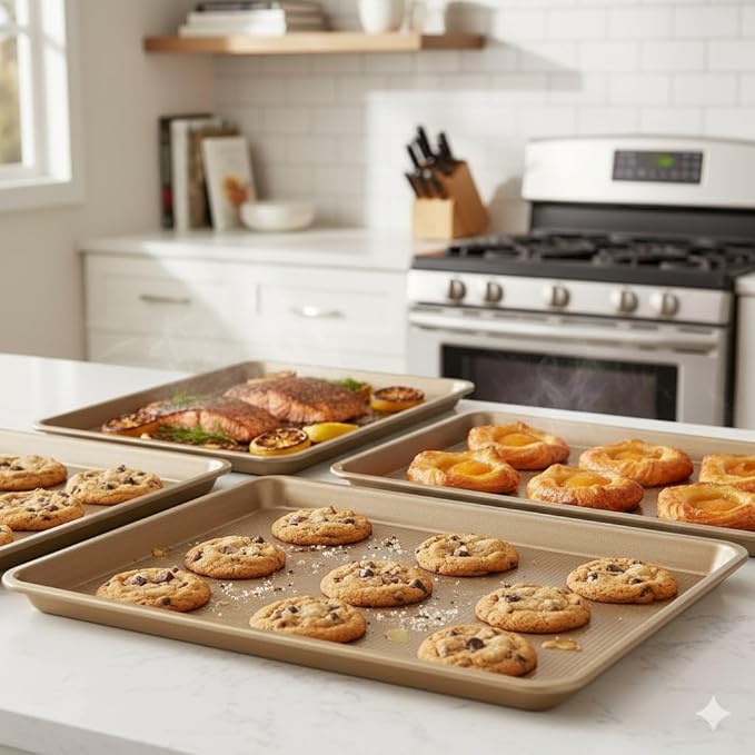 4 Pieces Bakeware Set | 3 Baking Pans & 1 Recipe Notebook Combo | Nonstick - Image 9
