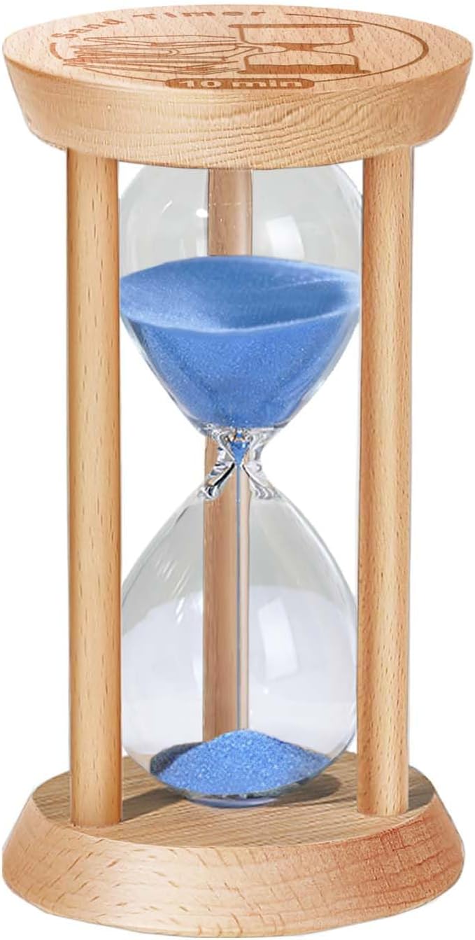10 Minute Sand Timer, 10 Min Wooden Hourglass, Wood Mini Sand Clock, Ten Minute by Kwiwis