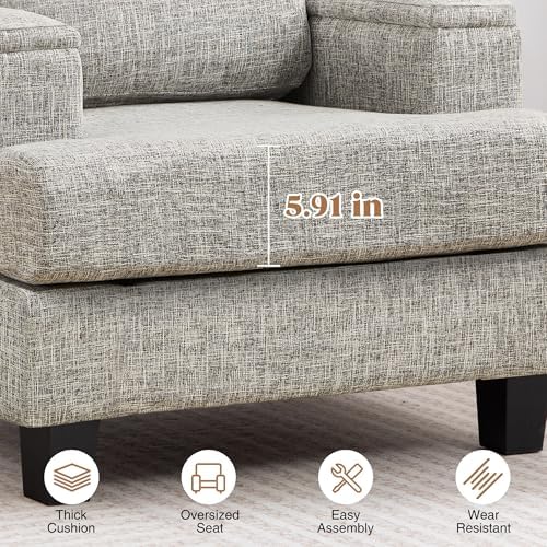 Accent Chair with Armrest Storage, Modern Upholstered Reading Living Room Cha...