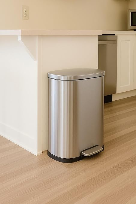 QUALIAZERO 50L / 13 Gallon Stainless Steel Step-On Kitchen Trash Can Soft-Close - Image 3