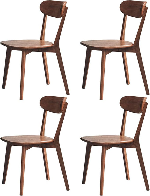 100% Solid Wood Dining Chairs,Mid Century Modern Dining Chairs with Rounded Backrest,Kitchen,Dining Room Chairs Set of 1/2/4 (4, Walnut Color)
