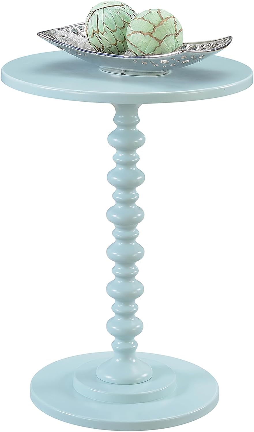 Pemberly Row Modern Spindle End Table, 24 in H x 17.75 in W, MDF and Solid Pi...