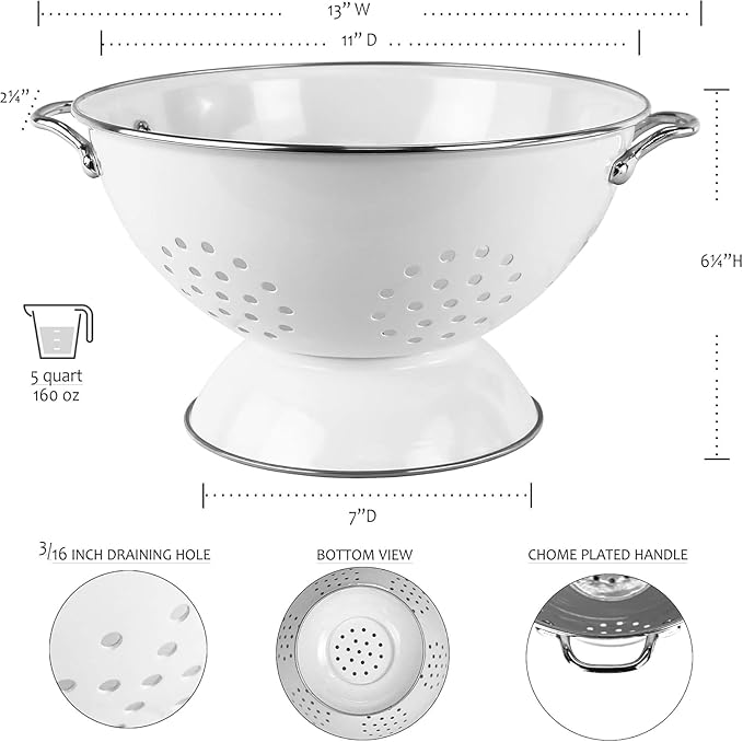 Calypso Basics by Reston Lloyd Powder Coated Enameled Colander, 5 Quart - Image 5