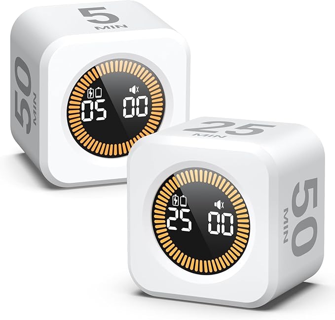 2 Pack - KADAMS Pomodoro Cube Timer Productivity Visual Timer - 5/10/25/50 Min by KADAMS