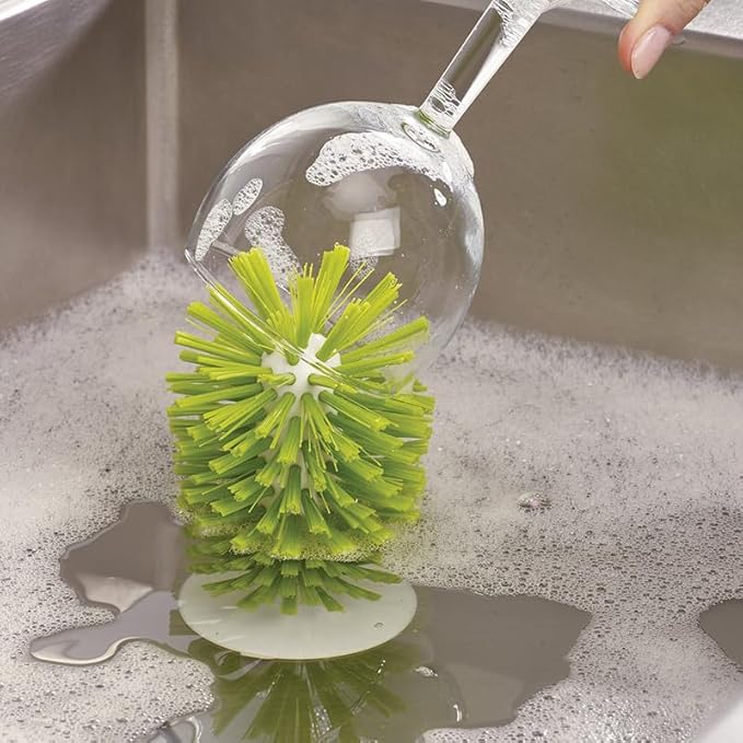 Brush-Up Glass Brush with Suction Cup Upright Stays in Sink Bristle Scrub - Image 2