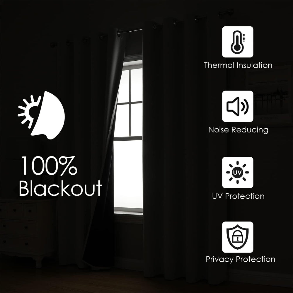 ChrisDowa White 100% Blackout Curtains for Bedroom 84 Inches Long 2 Panels