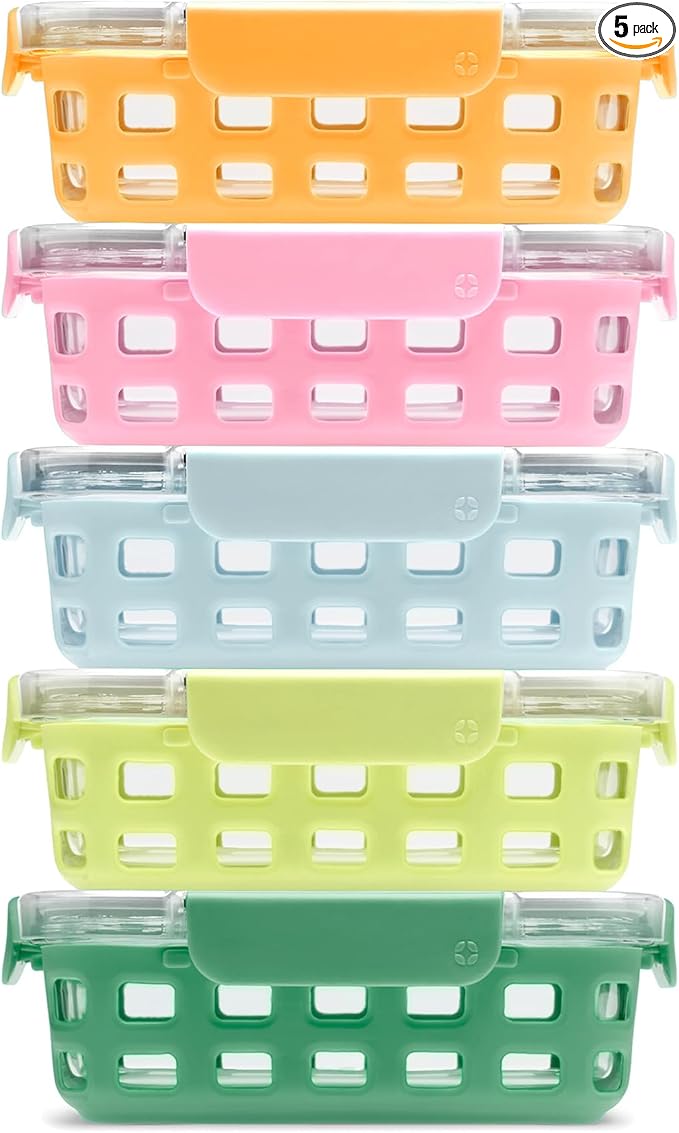 Ello Duraglass 3.4 Cup Meal Prep Sets 10Pc, 5 Pack Set- Glass Food Storage