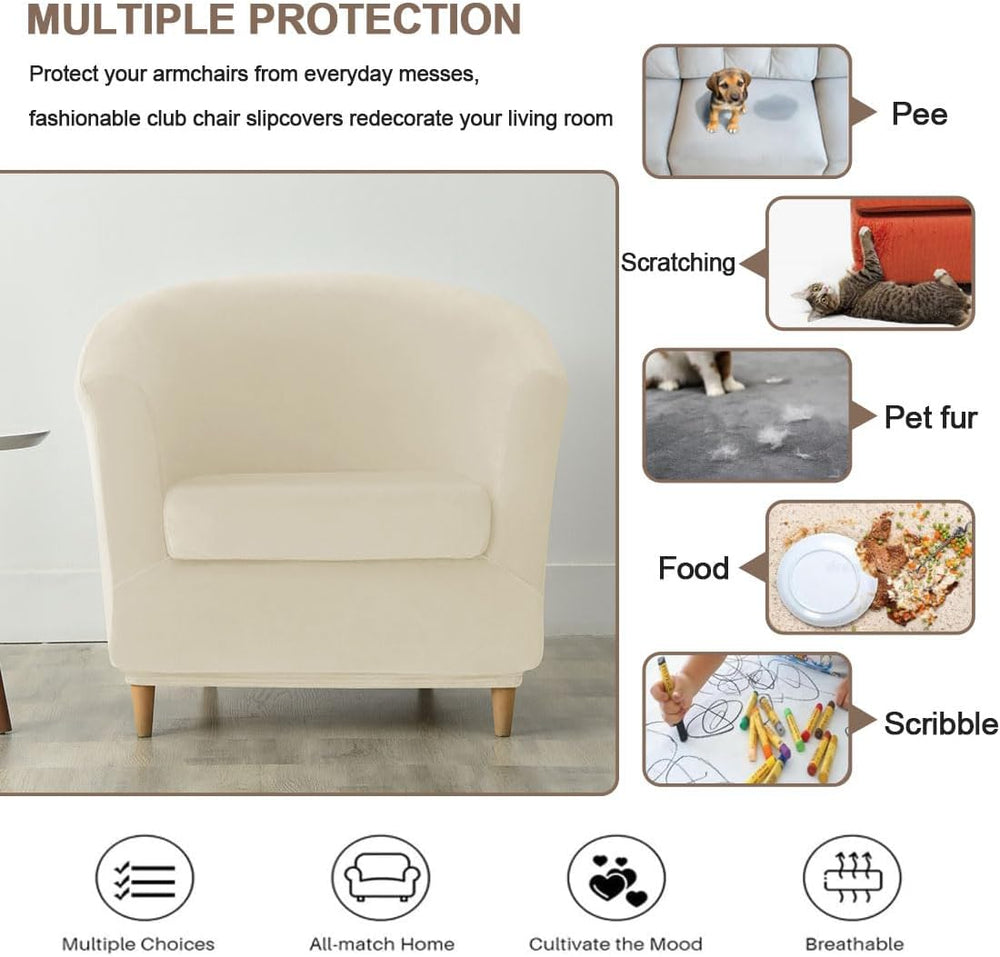 Velvet Club Chair Slipcover 2 Piece Swivel Barrel Chair Covers Slipcover Tub ...