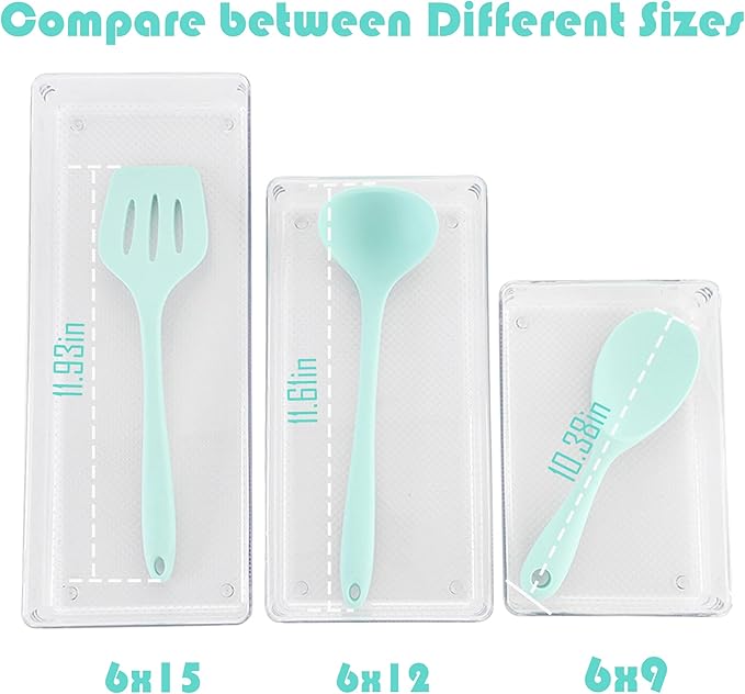 5 Pack Clear Plastic Drawer Organizer Tray Cutlery Utensil Makeups Drawer - Image 3