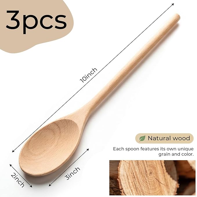 HANSGO 10 Inch Wooden Spoons for Cooking, Heat Resistant, Non-Scratch for - Image 7
