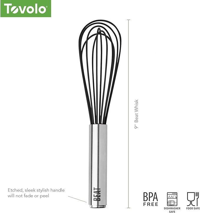 Tovolo Whisk 9 Inch Heavy Duty Silicone Wire Stainless Steel Whisker - Image 6