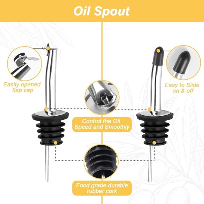 Olive Oil Dispenser Bottle, 2 Labels, 1 Brush and 1 Funnel Oil Bottles - Image 3