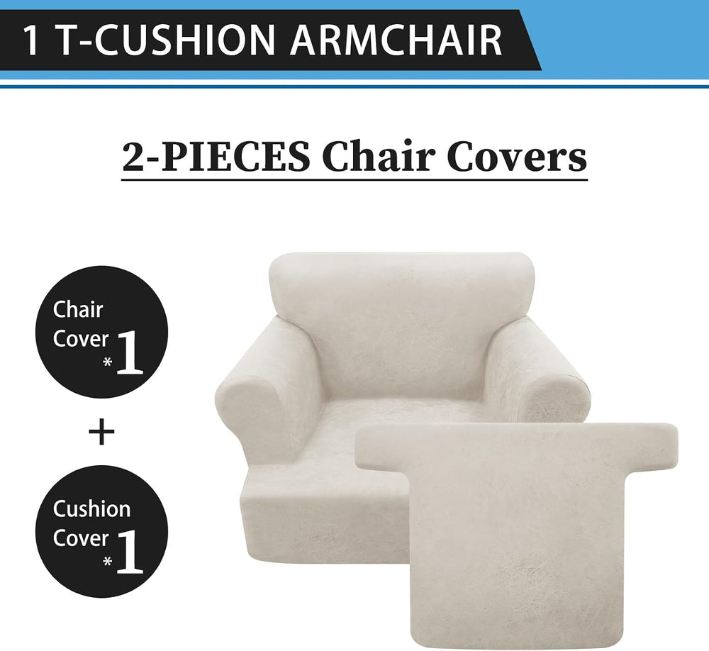 2-Pieces T Cushion Armchair Slipcovers Leather Look Couch Cover Chair Covers ...