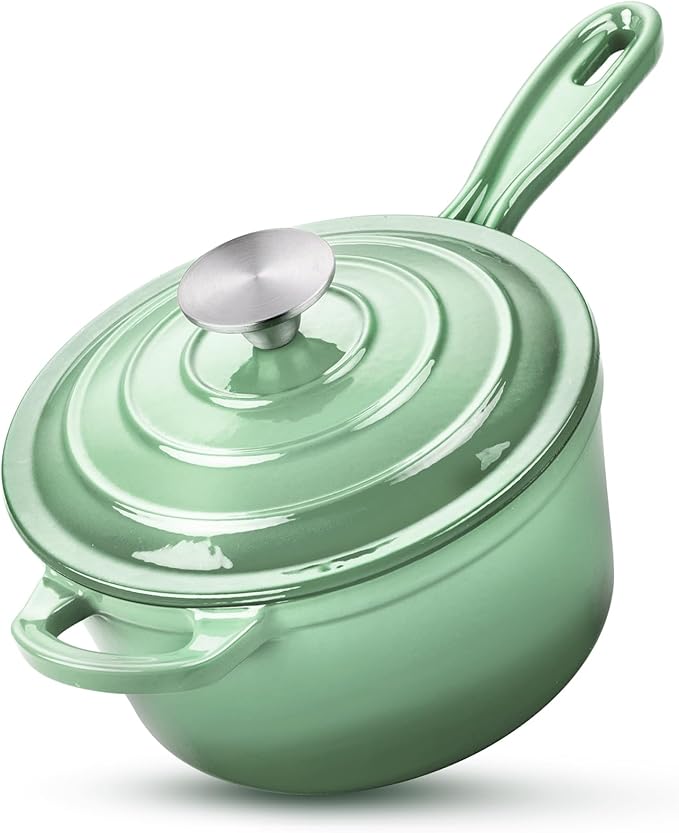 HaSteeL 1 QT Cast Iron Saucepan, Mini Enamel dutch oven by HaSteeL