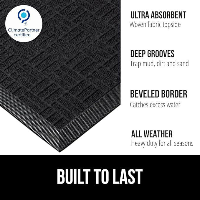 GORILLA GRIP 100% Waterproof All-Season WeatherMAX Doormat US Designed Natural - Image 3