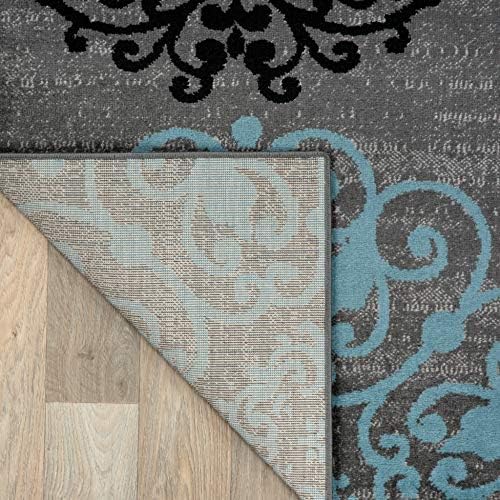 Rugshop Contemporary Modern Floral High Traffic Area Rug Gray 3'3" x...