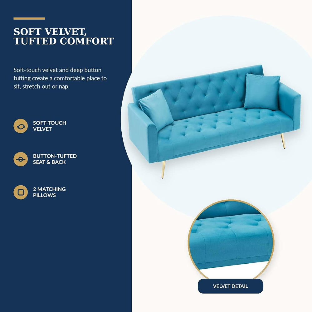 Majnesvon 71" Convertible Folding Sleeper Sofa Couch,Modern Velvet Loves...