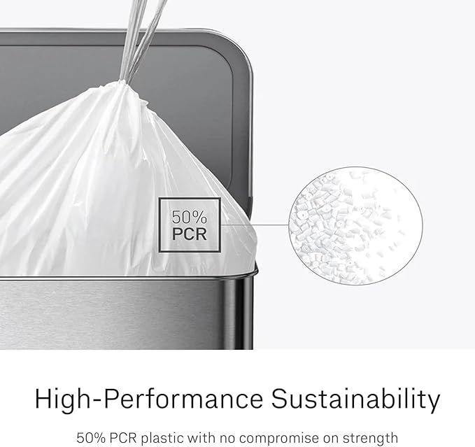 simplehuman Code Q 100 Count Custom Fit Liners, Drawstring Kitchen Trash Bags