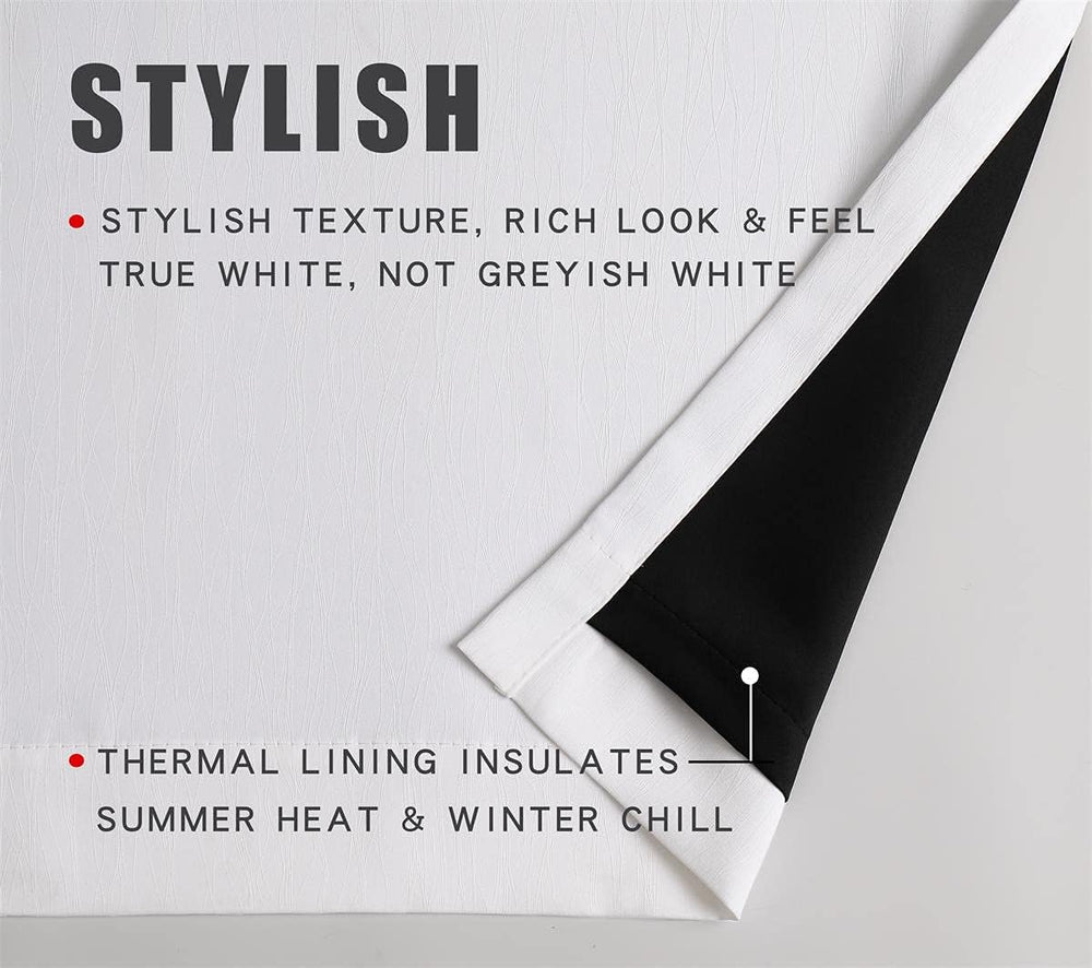 G2000 100% Blackout Curtains for Bedroom Living Room 84 Inches Long White Roo...