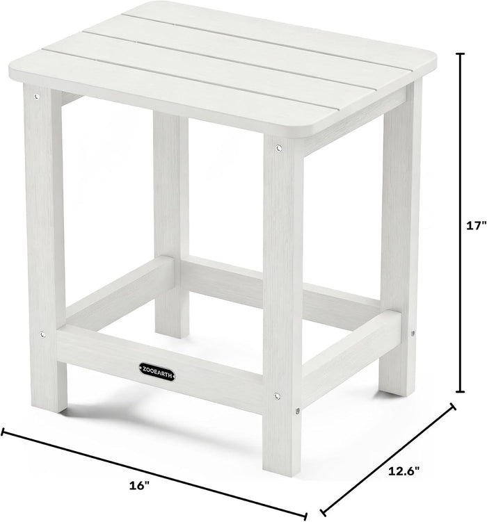 Square Outdoor Side Table, Patio End Table for Adirondack Chair, White