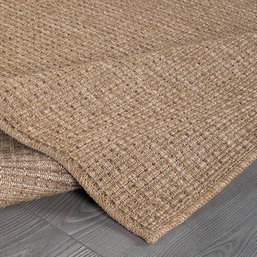 Beverly Rug Easy Jute Natural Rug 8x10 Solid Washable Durable Outdoor Indoor ...
