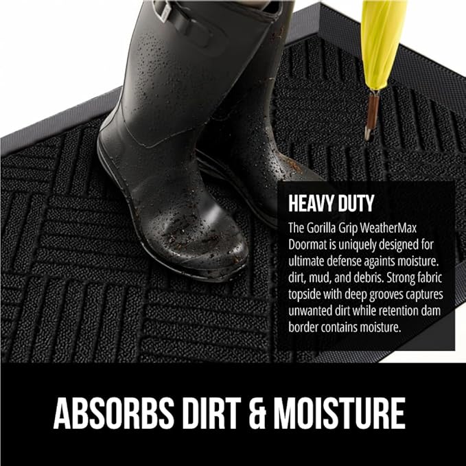 GORILLA GRIP 100% Waterproof All-Season WeatherMAX Doormat US Designed Natural - Image 4