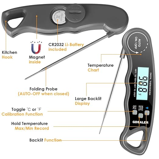 GDEALER Meat Thermometer Digital Instant Read Thermometer Ultra-Fast Cooking - Image 5