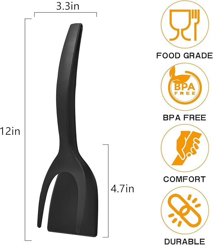 Egg Flipper Spatula 2 in 1 Grip and Flip Spatula Tongs Egg Spatula Flipper Made - Image 3