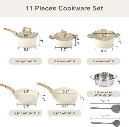 11 Pcs Pots and Pans Set, Nonstick Cookware Set - Image 2