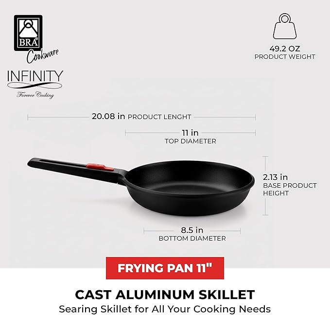 BRA COOKWARE Infinity Nonstick Frying Pan | 11-Inch Cast Aluminum Skillet | - Image 3