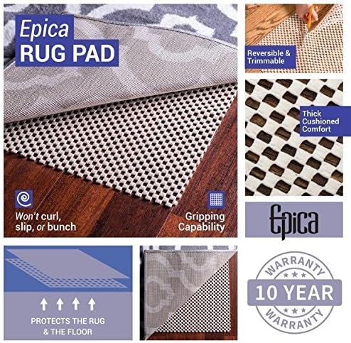 Epica Super-Grip Non-Slip Area Rug Pad 5 x 8 for Any Hard Surface Floor, Keeps Your Rugs Safe and in Place