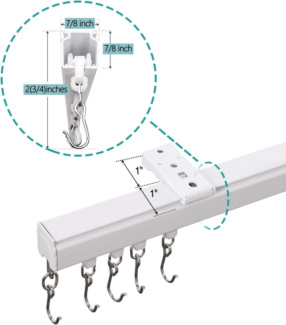 ChadMade Aluminum Ceiling Curtain Track Set with Hooks, 9ft - 12ft Adjustable...