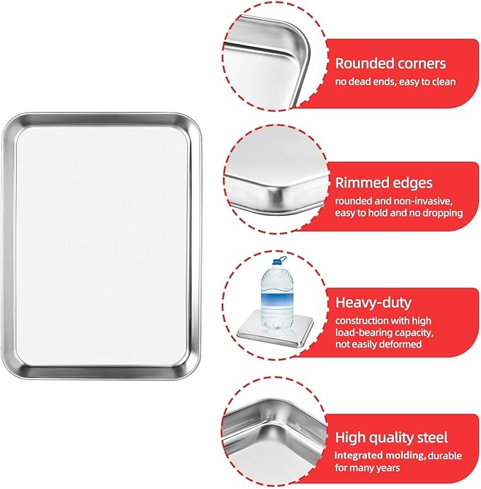 Cookie Sheets for Baking, Stainless Steel Baking Sheet Baking Pan Tray - Image 3