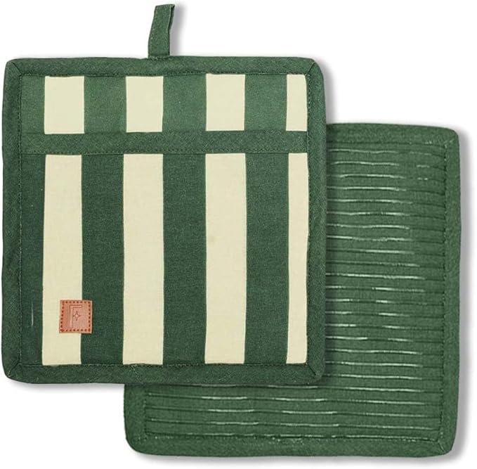 Folkulture Pot Holders for Kitchen | Pack of 2 Ribbed Soft Silicone Hot Pads by FOLKULTURE