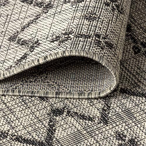 JONATHAN Y Moroccan Geometric Indoor Outdoor Area Rug 8X10 Light Gray/Black, ...