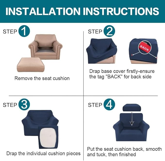 Turquoize 2 Piece Chair Covers Chair Slipcovers - Image 6